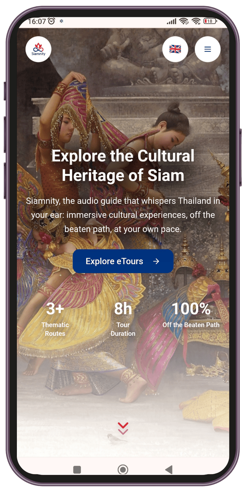 Siamnity is an audio-guide app designed for Thai culture enthusiasts to explore Siam’s cultural heritage independently, at their own pace — off the beaten path.